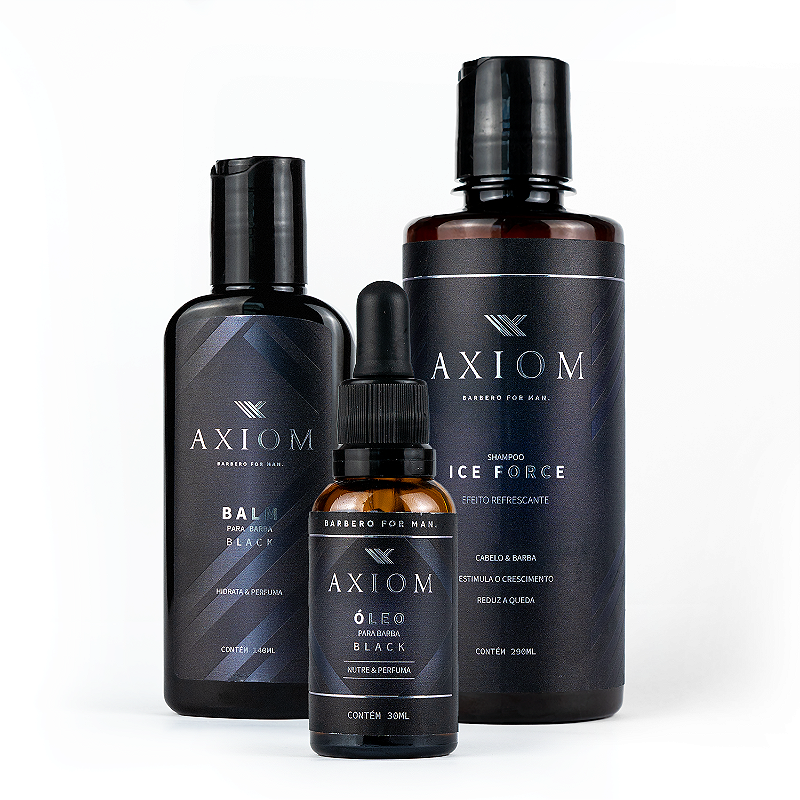 Kit Axiom Essentials Black – Rotina Completa para Barba